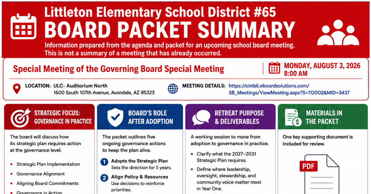 Littleton Elementary School District #65 latest meeting summary