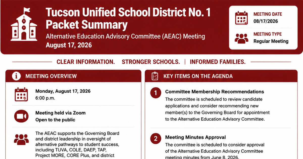 Tucson Unified School District No. 1 latest meeting summary