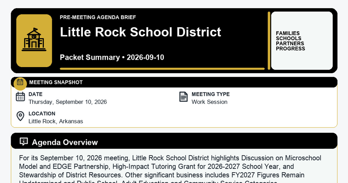 Little Rock School District latest meeting summary
