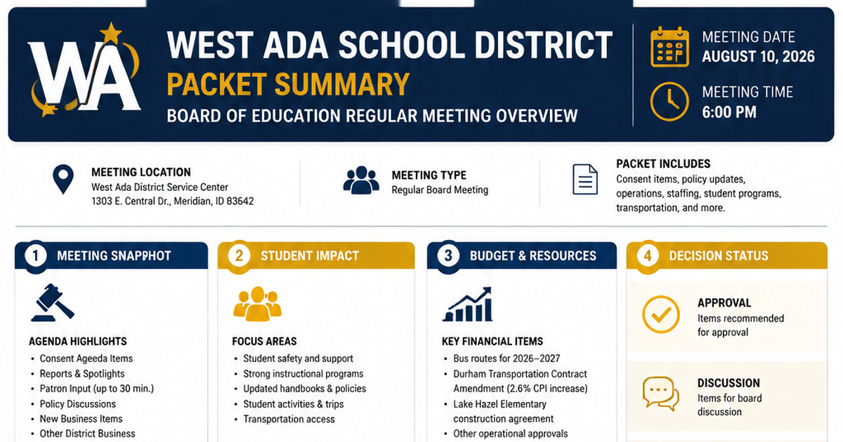 West Ada School District latest meeting summary