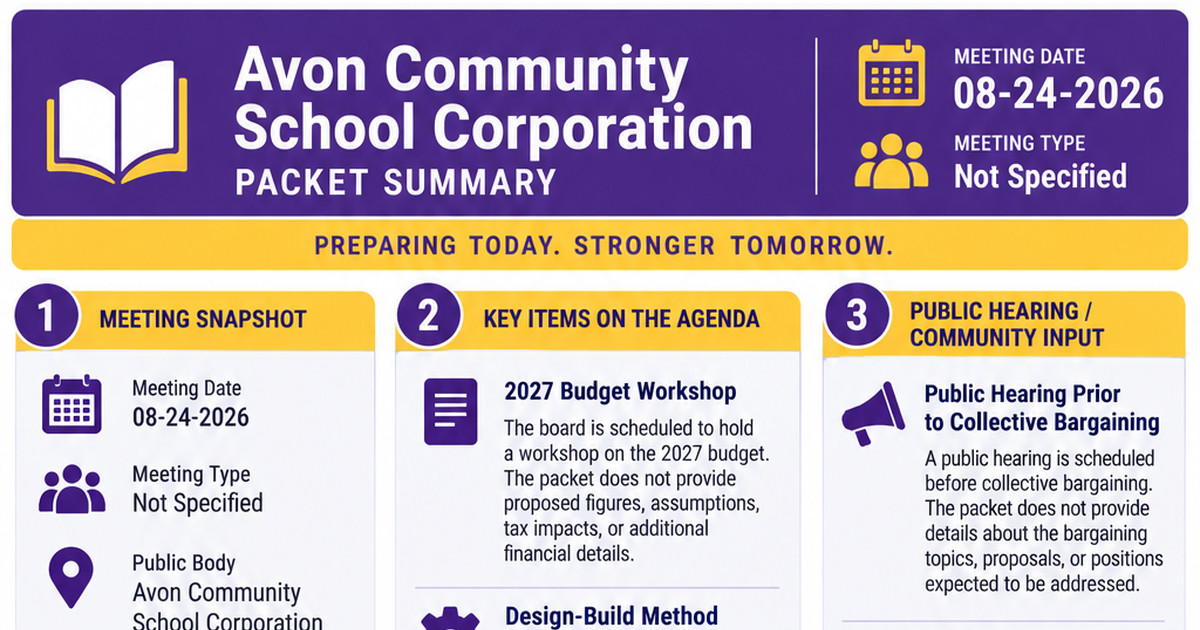 Avon Community School Corporation latest meeting summary