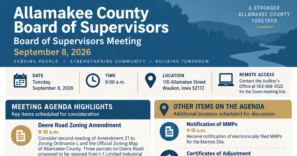 Allamakee County Board of Supervisors latest meeting summary