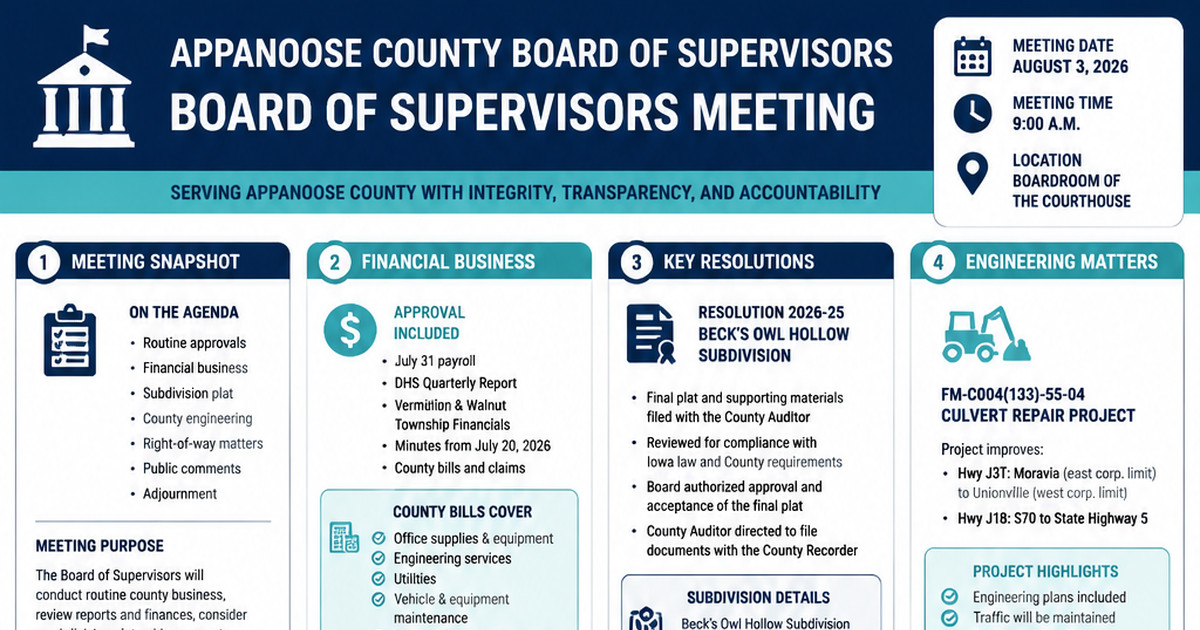 Appanoose County Board of Supervisors latest meeting summary