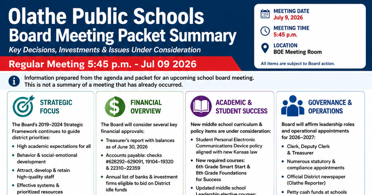 Olathe Public Schools latest meeting summary
