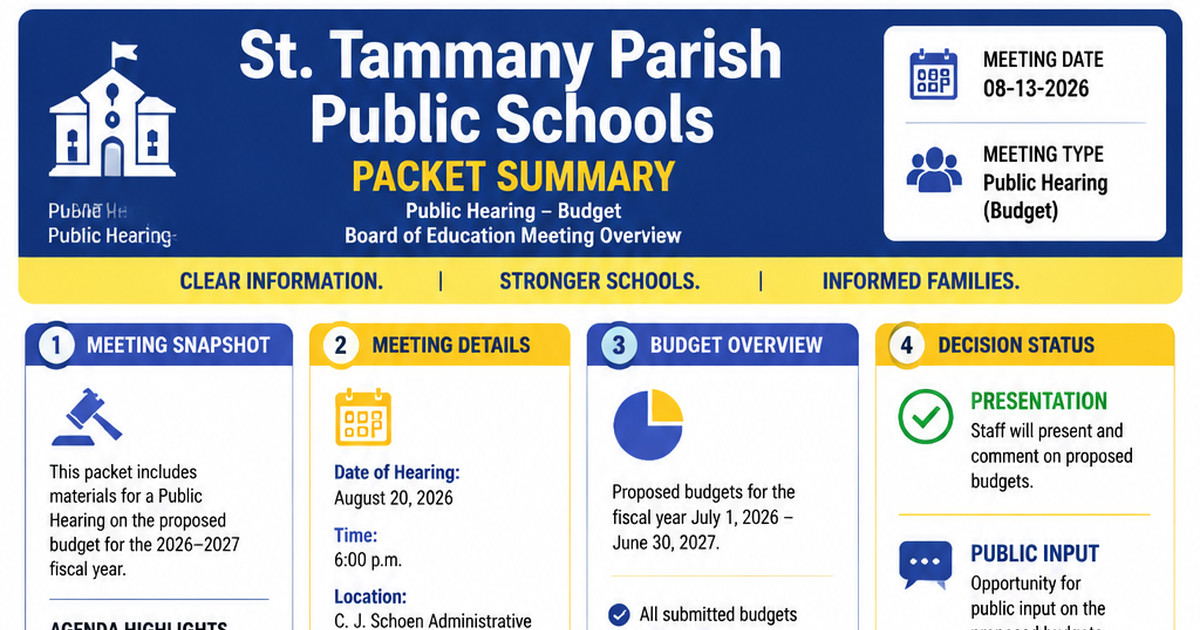 St. Tammany Parish Public Schools latest meeting summary