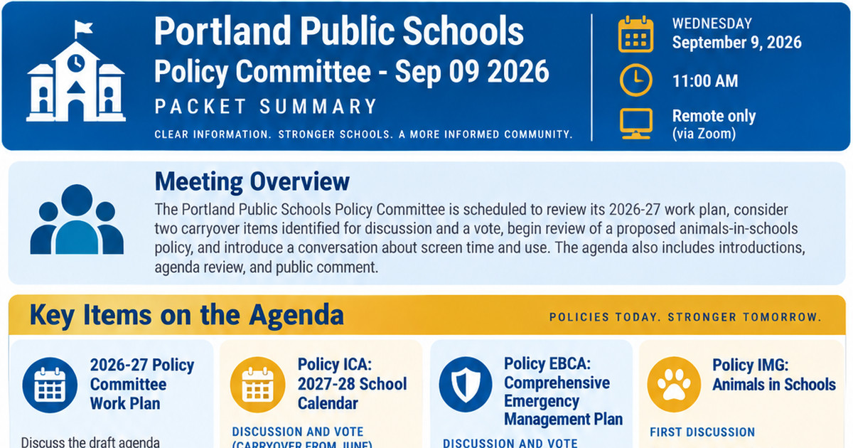 Portland Public Schools latest meeting summary