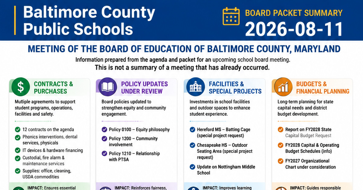 Baltimore County Public Schools latest meeting summary