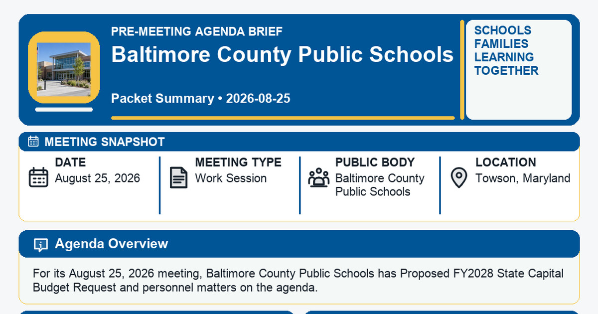 Baltimore County Public Schools latest meeting summary