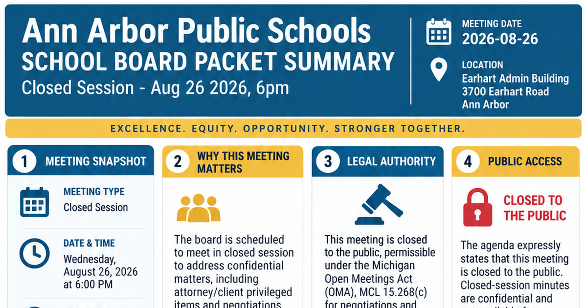 Ann Arbor Public Schools latest meeting summary
