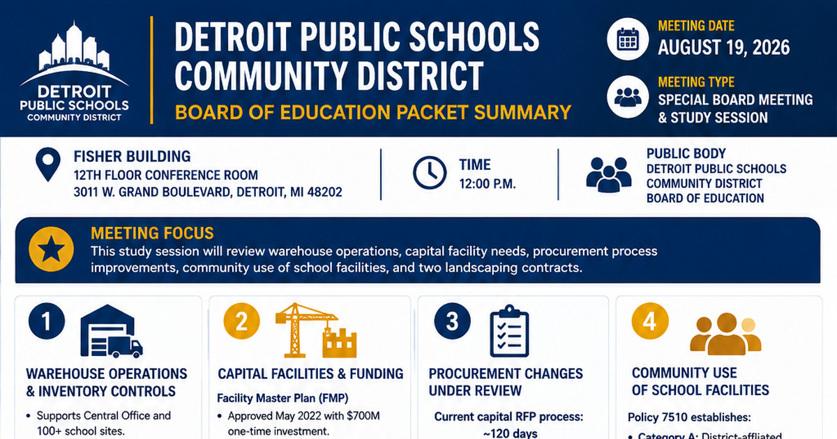 Detroit Public Schools Community District latest meeting summary