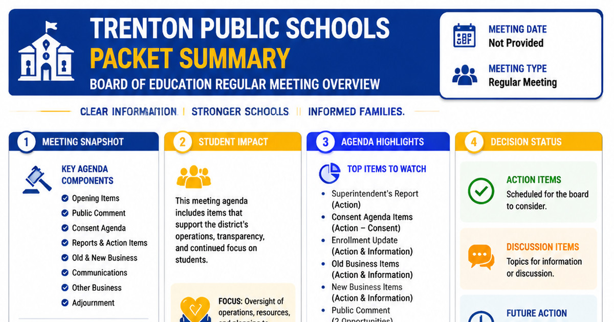 Trenton Public Schools latest meeting summary