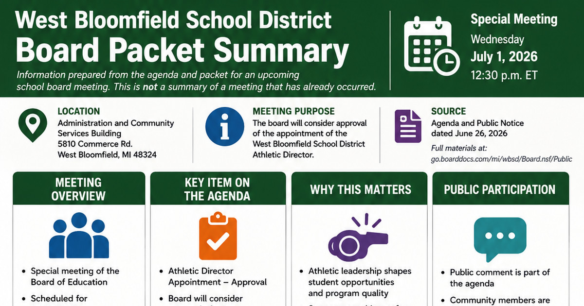 West Bloomfield School District latest meeting summary