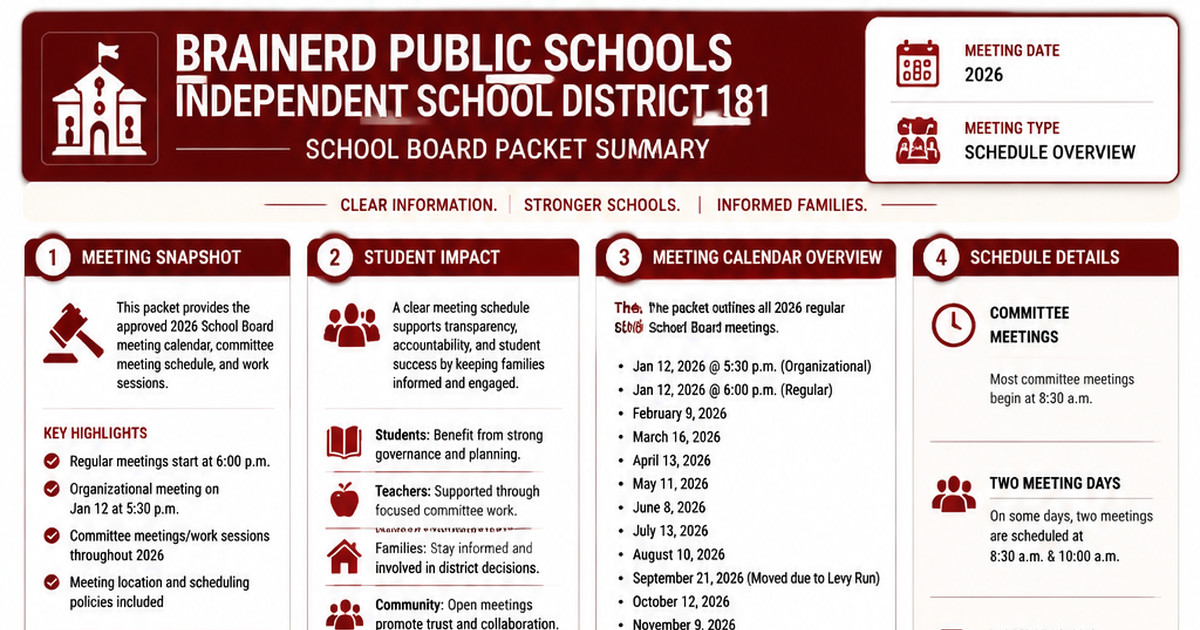 Brainerd Public Schools Independent School District 181 latest meeting summary