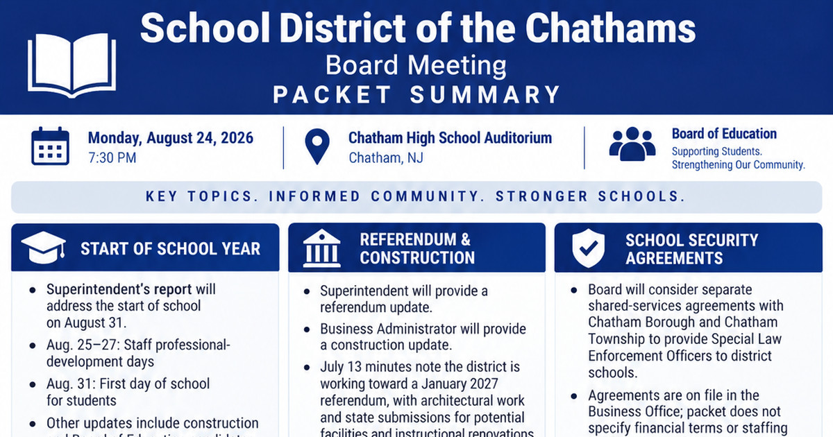 School District of the Chathams latest meeting summary