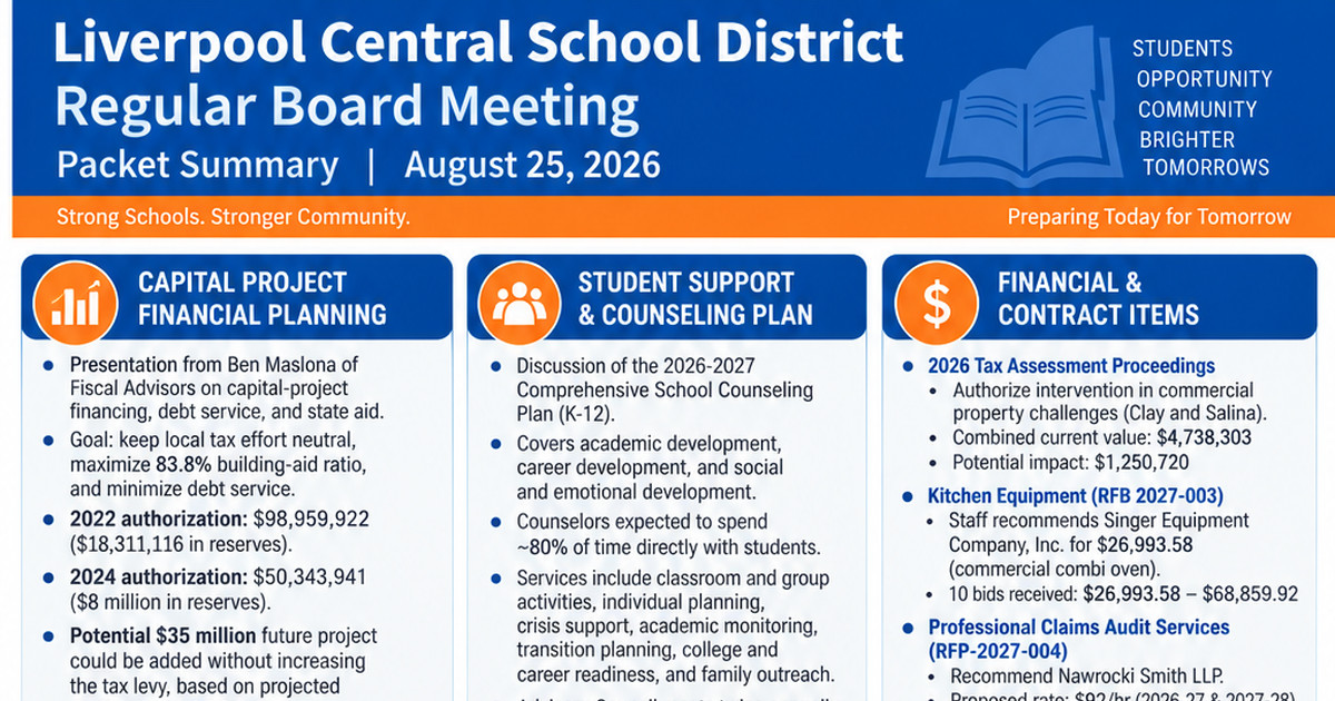 Liverpool Central School District latest meeting summary