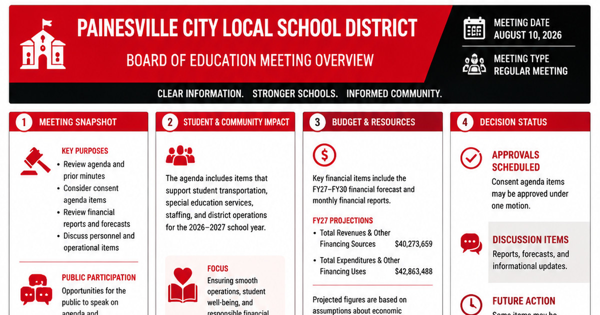 Painesville City Local School District latest meeting summary