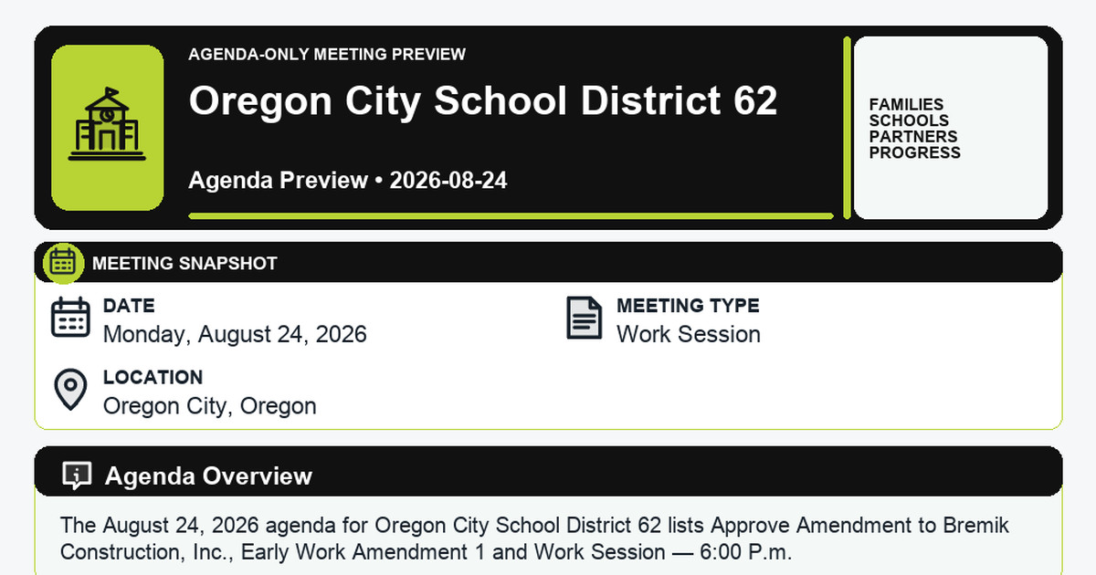 Oregon City School District 62 latest meeting summary