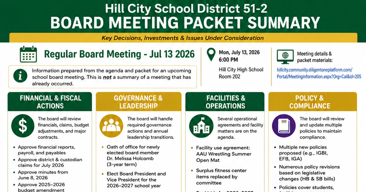 Hill City School District 51-2 latest meeting summary