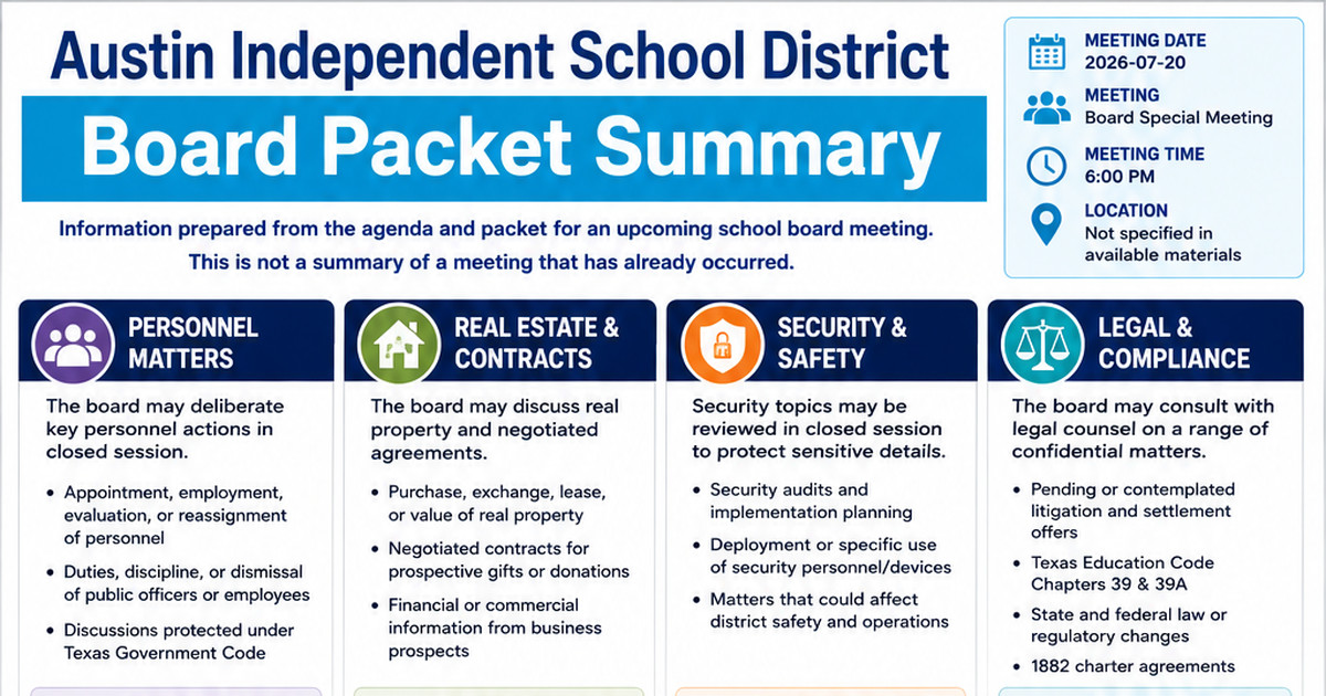 Austin Independent School District latest meeting summary