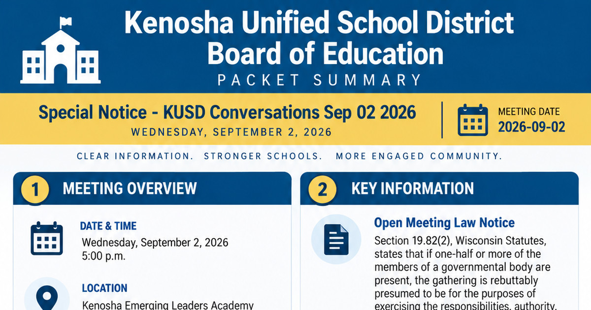 Kenosha Unified School District Board of Education latest meeting summary