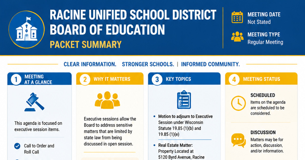 Racine Unified School District Board of Education latest meeting summary